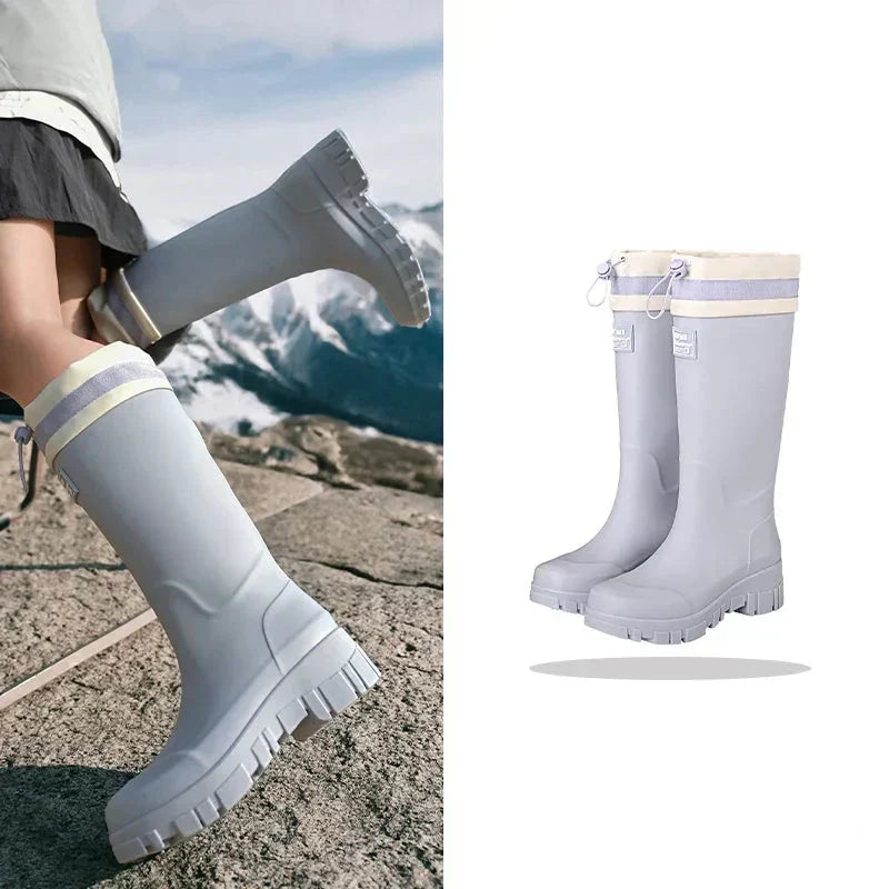 Women's Waterproof Retro Rain Boots with Non-Slip Sole