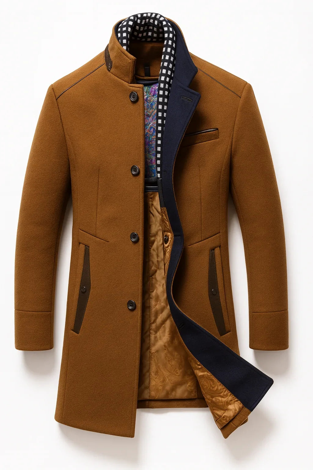 Women's Wool-Blend Winter Coat with Wrinkle-Resistant Finish – Modern Straight Fit in Multicolour Design