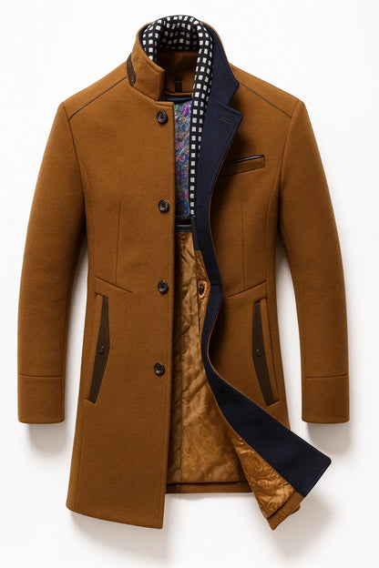 Women's Wool-Blend Winter Coat with Wrinkle-Resistant Finish – Modern Straight Fit in Multicolour Design