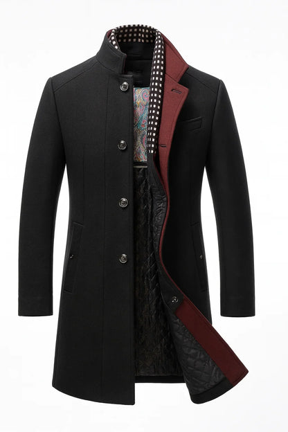 Women's Wool-Blend Winter Coat with Wrinkle-Resistant Finish – Modern Straight Fit in Multicolour Design
