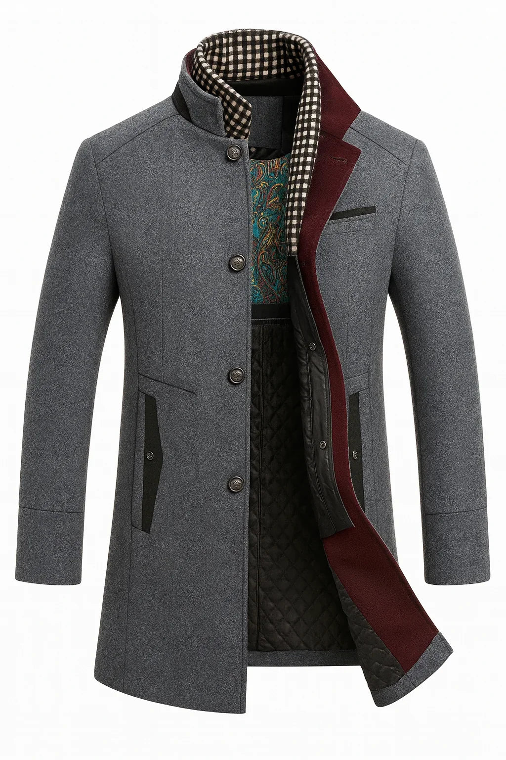Women's Wool-Blend Winter Coat with Wrinkle-Resistant Finish – Modern Straight Fit in Multicolour Design