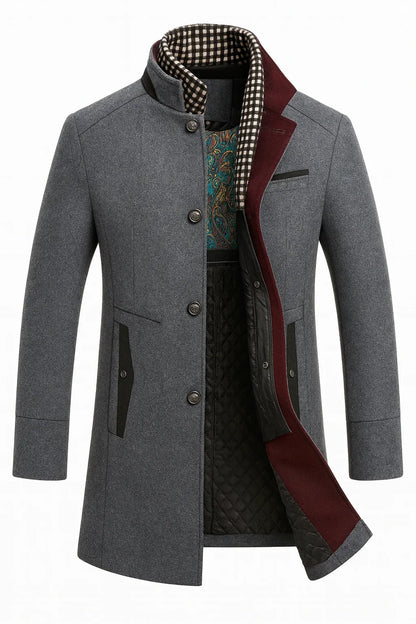 Women's Wool-Blend Winter Coat with Wrinkle-Resistant Finish – Modern Straight Fit in Multicolour Design