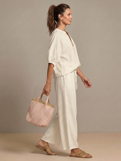 Women's Zippered Puff Sleeve Set