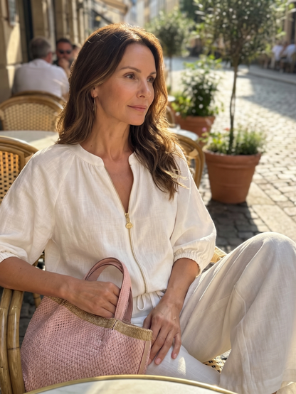 Women's Zippered Puff Sleeve Set