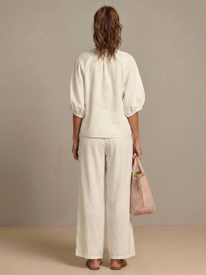 Women's Zippered Puff Sleeve Set