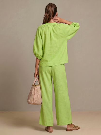 Women's Zippered Puff Sleeve Set