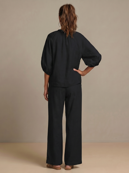 Women's Zippered Puff Sleeve Set