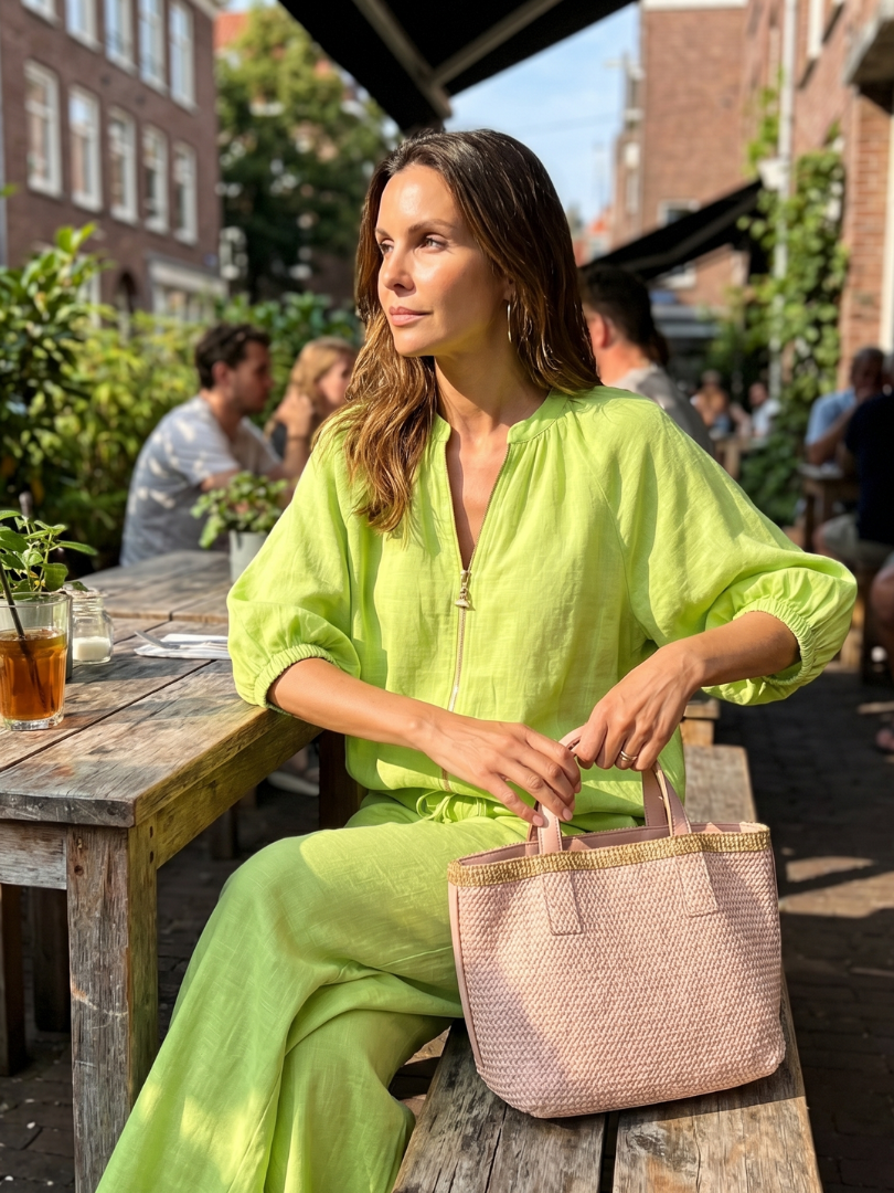 Women's Zippered Puff Sleeve Set