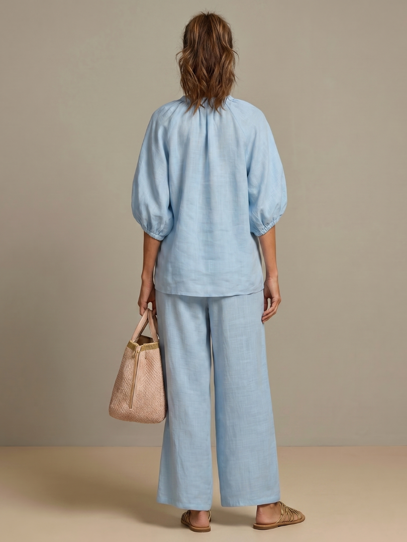 Women's Zippered Puff Sleeve Set