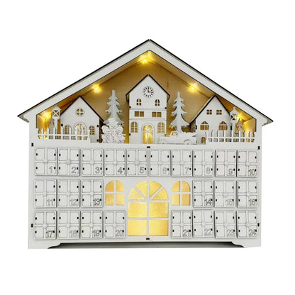 Wooden Advent Calendar – 24 Drawers with Warm LED Light and Christmas Ambience