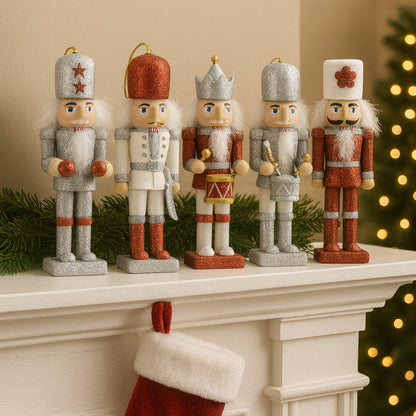 Wooden Nutcracker Figurines – 12.5 cm, Set of 5